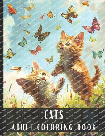 Adult Coloring Book Cats: Large Print Coloring Book for Adults & Cat Lovers with Different Scenes of Fluffy Cats, Kittens, Perfect for Relaxatio