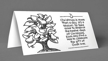Christmas Season Card Pear Tree: Box of 12 with envelopes