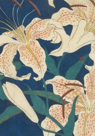 Hiroshige Spotted Lilies Dotted Paperback Journal: Blank Notebook With Pocket