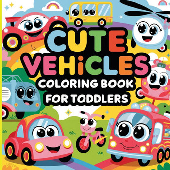 Cute Vehicles Coloring Book for Toddlers: Car Coloring Book for Boys - Large Print