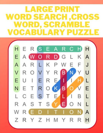 Large print word search, cross word, scramble vocabulary puzzle - Large Print