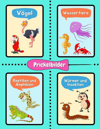 Prickelbilder: Prickel Block ab 3 Jahre für Mädchen und Jungen mit vielen fröhlichen Tierillustrationen Tiere - Prickeln, Malen, Auss