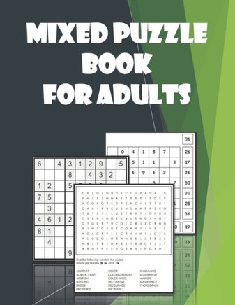 Mixed Puzzle book for Adults: Word search, Sudoku, Number Blocks - Brain teasers for adults