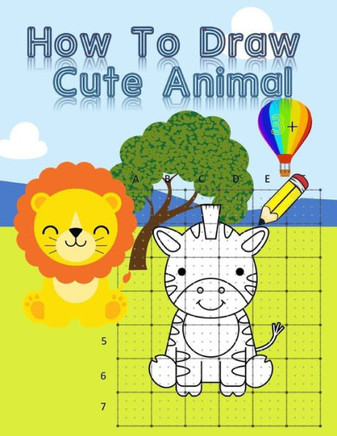 How To Draw: Cute Animal: How to draw books for kids - Grid method, easy step to draw image