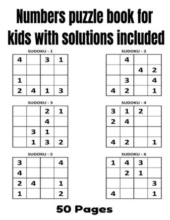 Numbers puzzle book for kids with solutions included: Numbers puzzle book for kids 50 pages