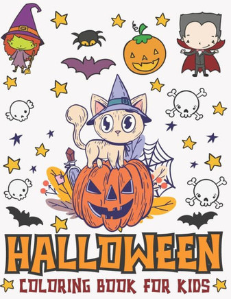 Halloween Coloring Book For Kids: Halloween Cat Designs Activity Book For Kids
