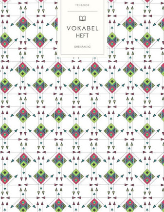 Vokabelheft: Ethnisches Muster. 3 Spalten für Vokabeln. 120 Seiten mit schönem Design. Dreispaltiges Buch mit Soft Cover 8.5x11 Zol
