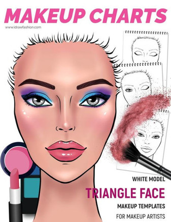 Makeup Charts - Face Charts For Makeup Artists : White Model - Triangle Face Shape