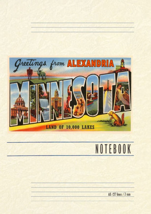 Vintage Lined Notebook Greetings from Alexandria, Minnesota