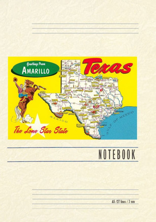 Vintage Lined Notebook Greetings from Amarillo, Texas, Map