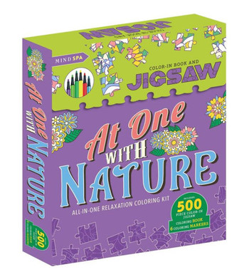 At One With Nature-All-In-One Relaxation Coloring Kit: Includes 500-Piece Color-In Jigsaw, Coloring Book And 6 Coloring Markers