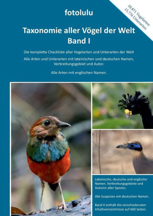 Taxonomie aller V?gel der Welt - Band I: Die komplette Checkliste aller Vogelarten und Unterarten der Welt