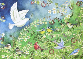 Birds & Holly Deluxe Boxed Holiday Cards (20 Cards, 21 Self-Sealing Envelopes)