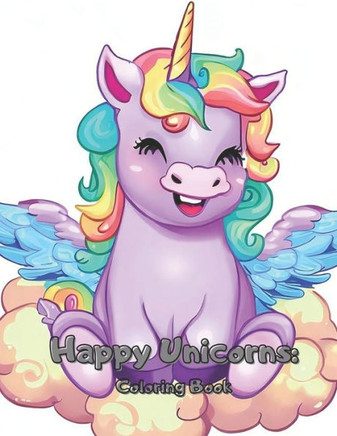 Happy unicorns. Coloring book.
