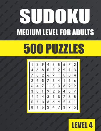 Sudoku Medium Level for Adults 500 Puzzles: sudoku puzzle books for adults