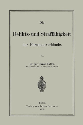 Die Delikts- Und Straff?higkeit Der Personenverb?nde