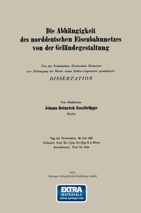 Die Abh?ngigkeit Des Norddeutschen Eisenbahnnetzes Von Der Gel?ndegestaltung