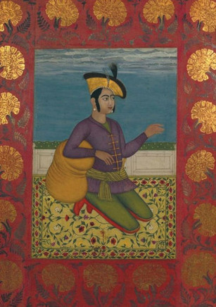 Carnet Lign??Prince Indien ??Genoux, Miniature 18e