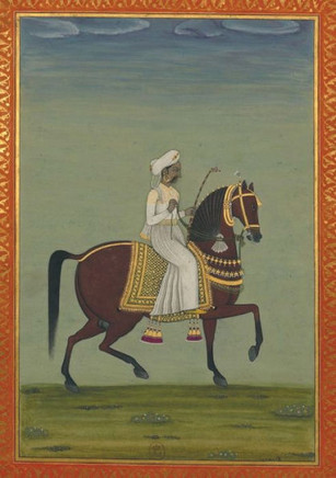 Carnet Lign??Prince Indien ??Cheval, Miniature 18e