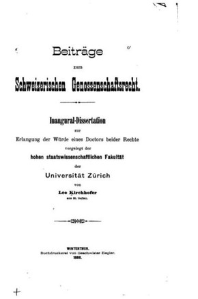 Beitr?ge zum schweizerischen Genossenschaftsrecht