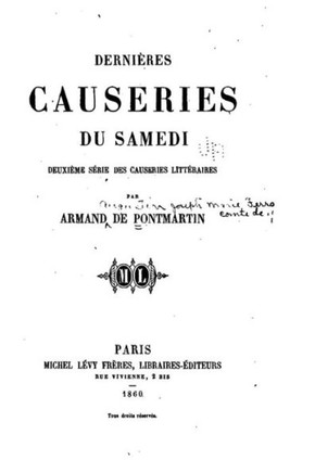 Derni?res causeries du samedi, deuxi?me s?rie des causeries litt?raires