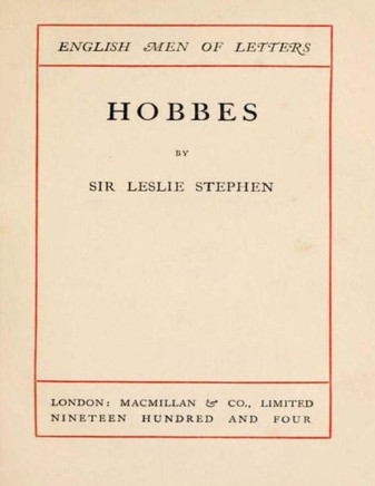 Hobbes (1904) by Leslie Stephen