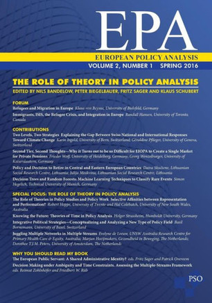 The Role Of Theory In Policy Analysis: Volume 2, Number 1 Of European Policy Analysis