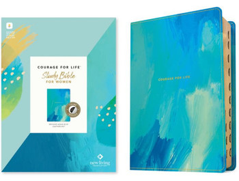 NLT Courage for Life Study Bible for Women (Leatherlike, Brushed Aqua Blue, Indexed, Filament Enabled)