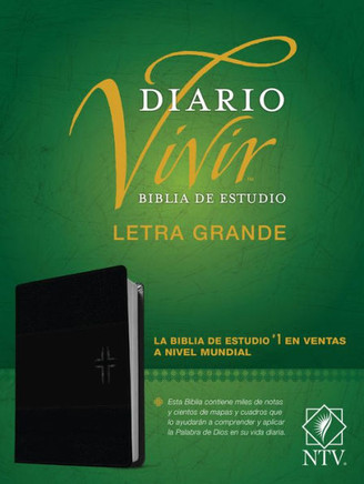 Biblia de Estudio del Diario Vivir Ntv, Letra Grande (Sentipiel, Negro/anice, Letra Roja) - Large Print