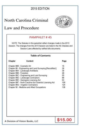 North Carolina Criminal Law and Procedure-Pamphlet 45