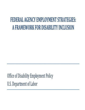 Federal Agency Employment Strategies: A Framework for Disability Inclusion