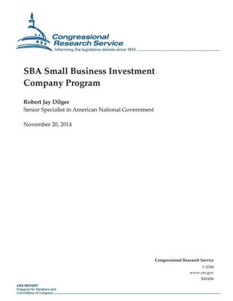 SBA Small Business Investment Company Program : 9781505203301