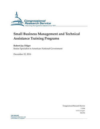 Small Business Management and Technical Assistance Training Programs : 9781505875065