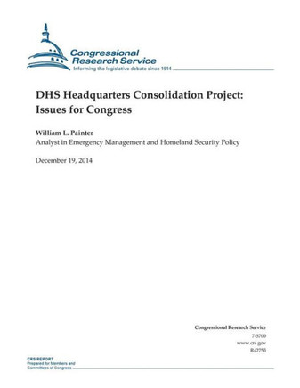 DHS Headquarters Consolidation Project: Issues for Congress