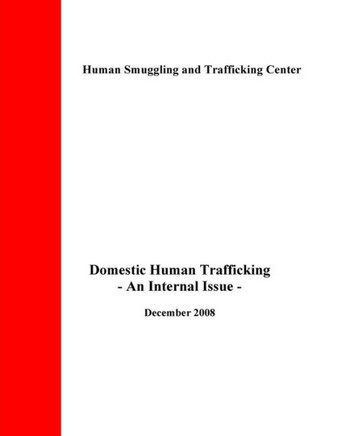 Domestic Human Trafficking: An Internal Issue