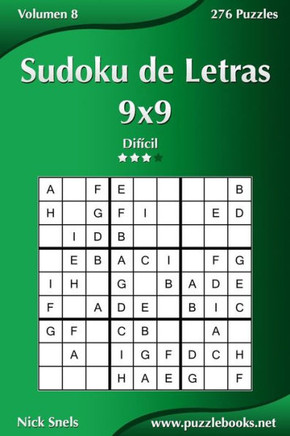 Sudoku de Letras 9x9 - Difecil - Volumen 8 - 276 Puzzles