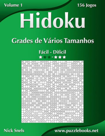 Hidoku Grades de Verios Tamanhos - Fecil ao Difecil - Volume 1 - 156 Jogos