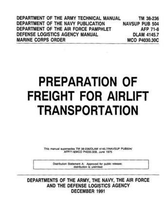 Preparation of Freight For Airlift Transportation