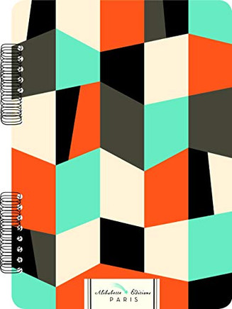 Alibabette Editions Paris - Trapezium - Double Spiral Lined Journal - 128 Numbered Pages, Lays Flat When Open, 8.25 x 6.25 inches, Matte Cover