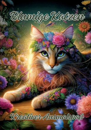 Blumige Katzen : Kreativer Ausmalspaß