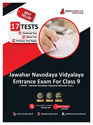 JNV - Jawahar Navodaya Vidyalaya Entrance Exam For Class 9 | 1300+ Solved MCQ Questions (10 Mock Tests + 12 Sectional Tests)