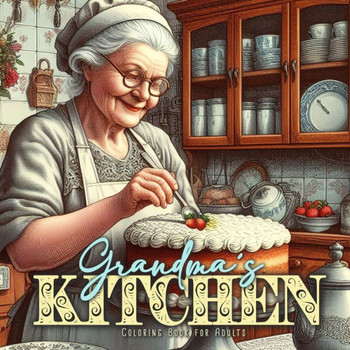 Grandma ´s Kitchen Coloring Book for Adults : Cottage Kitchen Coloring Book for Adults Vintage Coloring Book for Adults Grandma Portraits