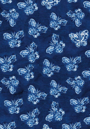 Shibori Indigo Butterflies Dotted Paperback Journal: Blank Notebook With Pocket