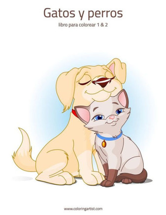 Gatos y perros libro para colorear 1 & 2 (Spanish Edition)