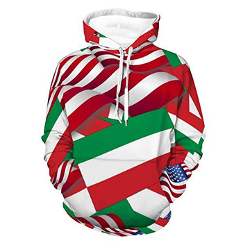 Mens Womens Breathable Hoodies 3D Printed Unisex Long Sleeve Pullover Hood Hungary Flag With America Flag Pattern Outdoor Outfit for Athletic Party