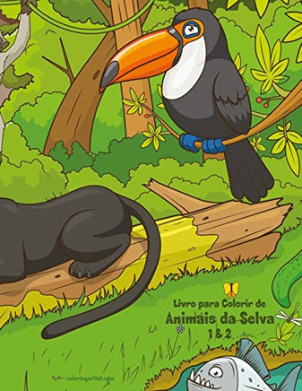 Livro Para Colorir De Animais Da Selva 1 & 2 (Portuguese Edition)
