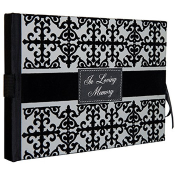 In Loving Memory Guest Book - Black and White Flocked Cover Design - Condolence Book, Funeral Guest Book, Memorial Sign-in Book Fur Funerals & Memorial Services
