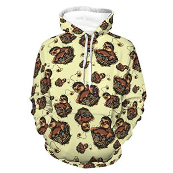 Women Men Hoodies 3D Print Unisex Classic Sweatshirt Art Sloth Pattern Pattern Autumn Outfit with Pocket for Vacation Street