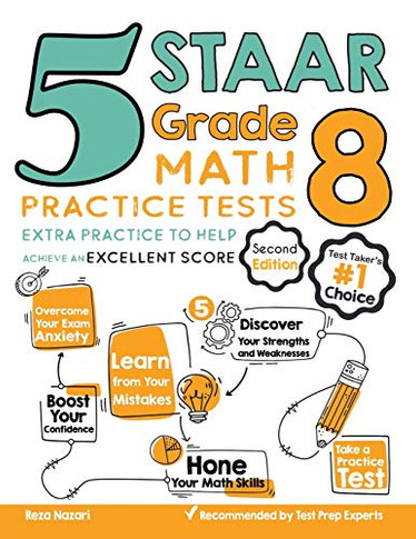 5 STAAR Grade 8 Math Practice Tests: Extra Practice to Help Achieve an Excellent Score