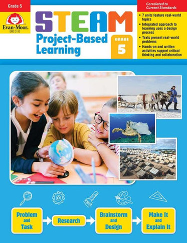 Evan-Moor Steam Project-Based Learning, Grade 5 Actvities Homeschooling & Classroom Resource Workbook, Reproducible Worksheets, Hands-On Projects, Problem Solving, Art, Puzzle, Real-World Topics
